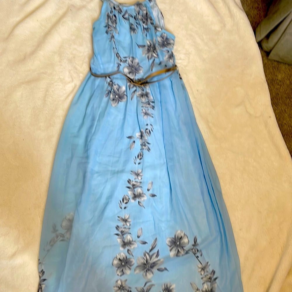 Light blue floral long dress sz L